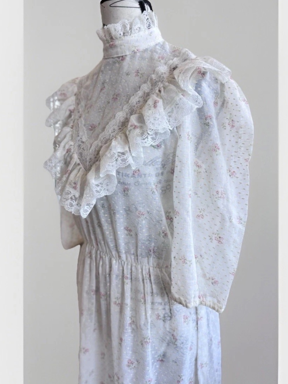 Vintage 70s Handmade Prairie Cottage Edwardian Whimsy Fairy Lace dress - Picture 6 of 14